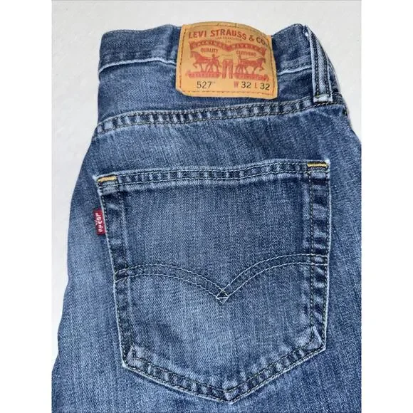Levis 527 Low Boot Cut Jeans Mens 32x32 BlueDenim Pants Excellent Condition - Picture 2 of 11